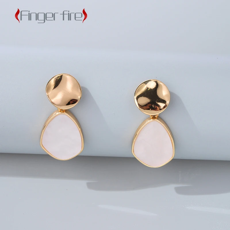 

Simple Gold Plated Polygon Mirror Female Earrings Anniversary Gift Beach Party Jewelry Quality Working Noble