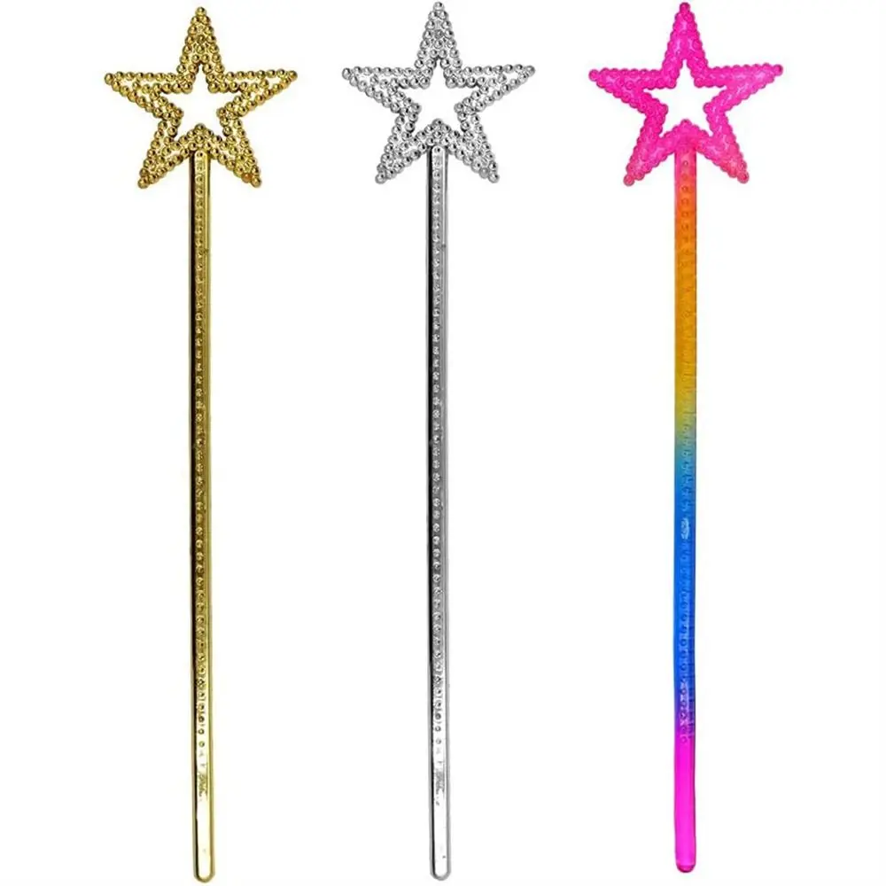 Cosplay Props Five Pointed Star Princess Sticks Role-playing Golden Silver Fairy Wand Festival Plastic Star Wand Girls Costume