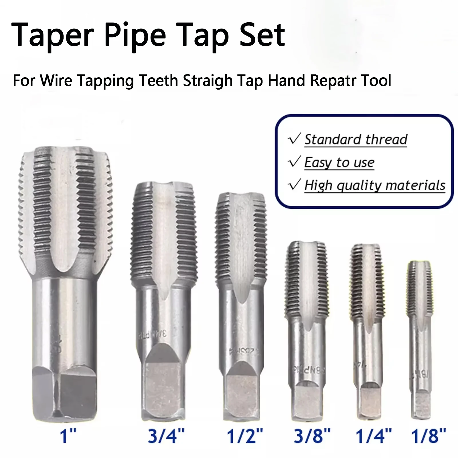 1/2/5Pcs HSS Taper Pipe Tap Set - NPT G1/8, 1/4, 3/8, 1/2, 3/4 Sizes for Metal Thread Cutting, Cleaning & Rethreading