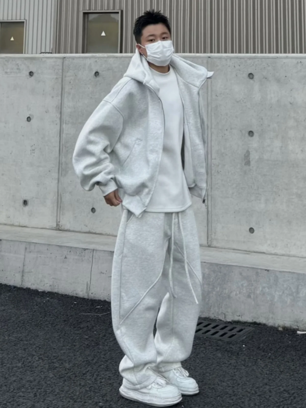 

Fall Winter American Trendy Brand Heavyweight Hooded Casual Sportswear Set Men's Simple Versatile Jaet Long Pants Two-Piece...