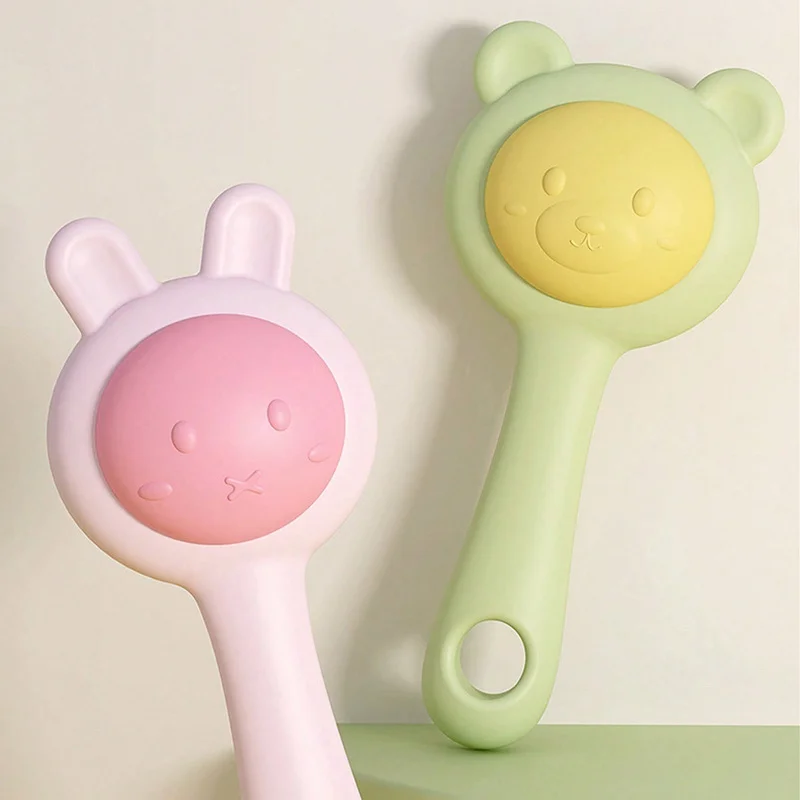 Konijn Beer Baby Bijtring Rammelaar met Fopspeenclip en Plastic Case, Zintuiglijk Speelgoed voor pasgeborenen Babyrammelaars en mobiele telefoons