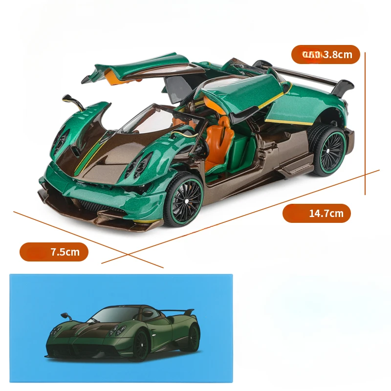 JKM Diecast 1/32 Pagani Huyra Alloy Car Model with Sound and Light Children Metal Toy Vehicle Car Toy Gift Collective Voiture