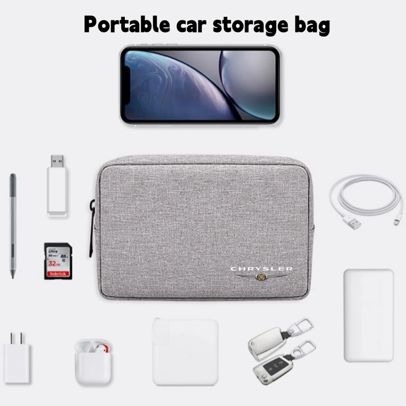 Travel Mobile Hard Drive U Disk Earphone Charger Protable Storage Bag For Chrysler 300c 300 Pacifica 200 Sebring PT Cruiser