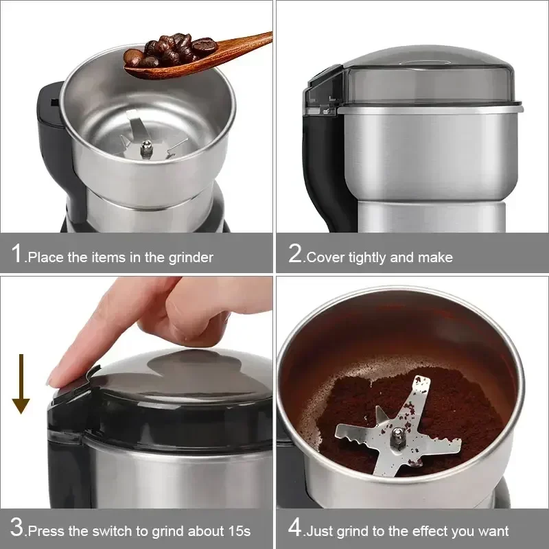 Molinillo de café eléctrico, cereales de cocina, nueces, legumbres, especias