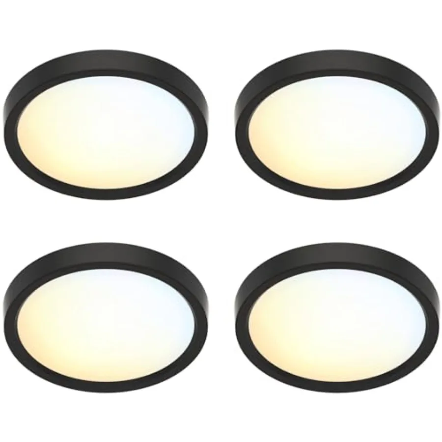 

5 Inch Flush Mount Ceiling Light Selectable LED Edgelit Slim Surface Mount Downlight for J-Box, Mini Flat Panel Light, Dimmable