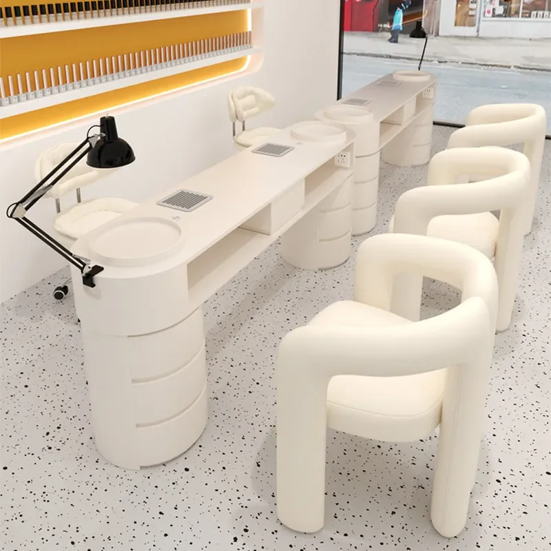 Cream Style Simple Aesthetic Nail Tables Minimalist Nail Table Manicure Luxury Unique Nageltisch Mit Absaugung Salon Furniture