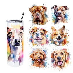 1PCS Colorful Dog 20OZ Uvdtf Cup Wrap Transfer UV Stickers Labels For 20 OZ Durable Waterproof Logo UV DTF Glass Wraps
