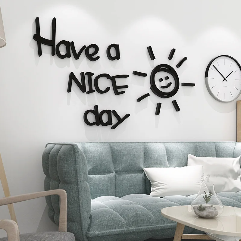 Have a Nice Day Vinyl Wall Sticker Lovely Sun Home Decoration Decals Kid Room Bedroom Art Wall English Alphabet Mirror Wallpaper