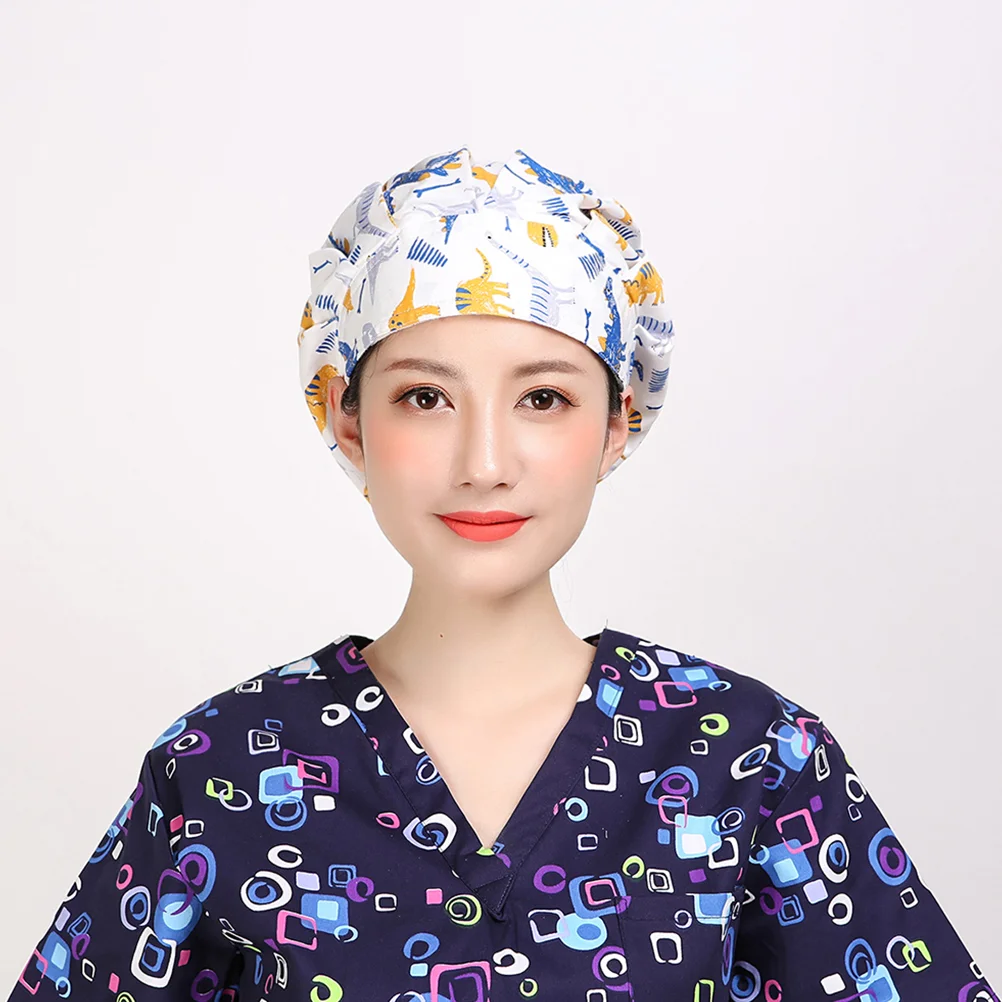 

2pcs Nurse Cartoon Printed Doctor Cotton Working Hat (Dinosaur, Monkey) Operating Room Cap Operating Room Doctor Cap