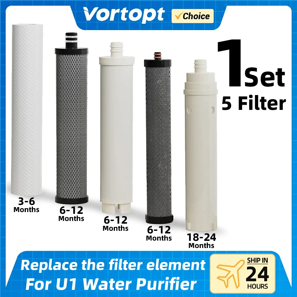 

Набор сменных картриджей Vortopt PP/CTO/GAC/PGA/UF 1 комплект 5 шт. для системы фильтрации кухни U1