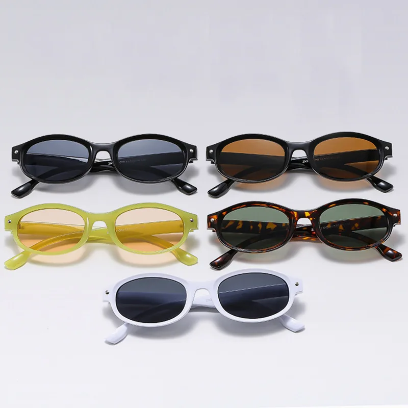 

Elliptical small frame sunglasses retro European and American personality Y2K internet celebrity street photography cross-border