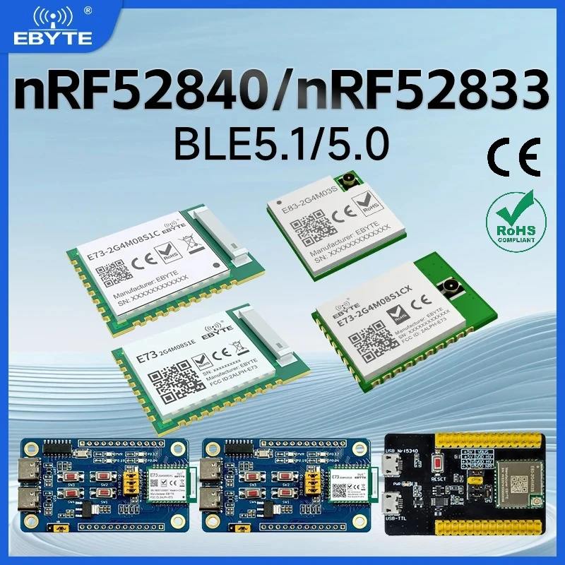 Image of BLE4.0/BLE5.1/BLE5.1 nRF52840 nRF52833 nRF5340 Drahtloses BLE-Modul EBYTE E73-Serie SMD SOC 8 dBm Sender und Empfänger
