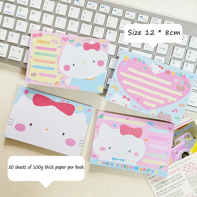 Muslimah 50 fogli/libro Cartoon Anime Sanrio Hello Kitty Sticky Note autoadesivo Tearable Pad Memoranda cancelleria ufficio scuola Suppl