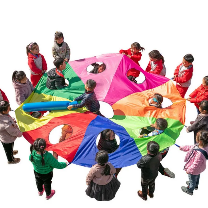 

Rainbow Umbrella Parachute Toy Whack A Mole Outdoor Games For Kids Sport Teamwork For Children Boys Girls Kindergarten Toys