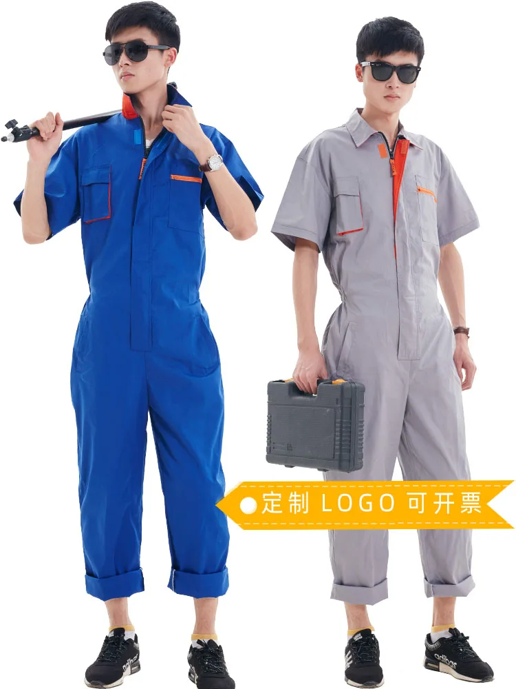 

Летние рабочие комбинезоны с короткими рукавами и множеством карманов, защитный комбинезон, комбинезон для ремонтника, спецодежда для автомобиля, униформа, механические комбинезоны