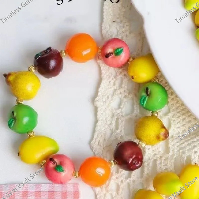 

New Arrival Resin Mixed Fruit Bracelet Creative Lovely Simulation Fruit Handmade Bracelet Fashion Jewelry Valentine's Day Gift