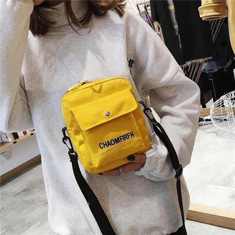 Bag Yellow One Shoulder Crossbody Bag Casual Fashion Women Canvas Letter Bag