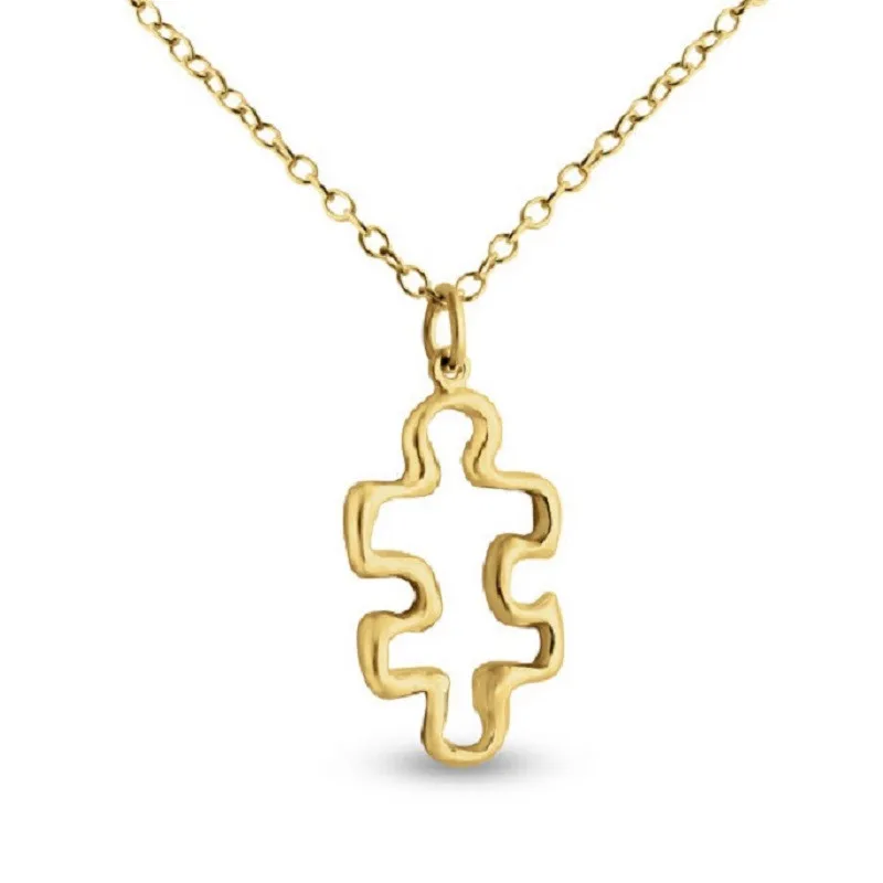 Hollow Rock Jigsaw Puzzle Piece Necklace Autism Awareness Quote Frame Pendant Chain Collar Choker for Best Friends Friendship