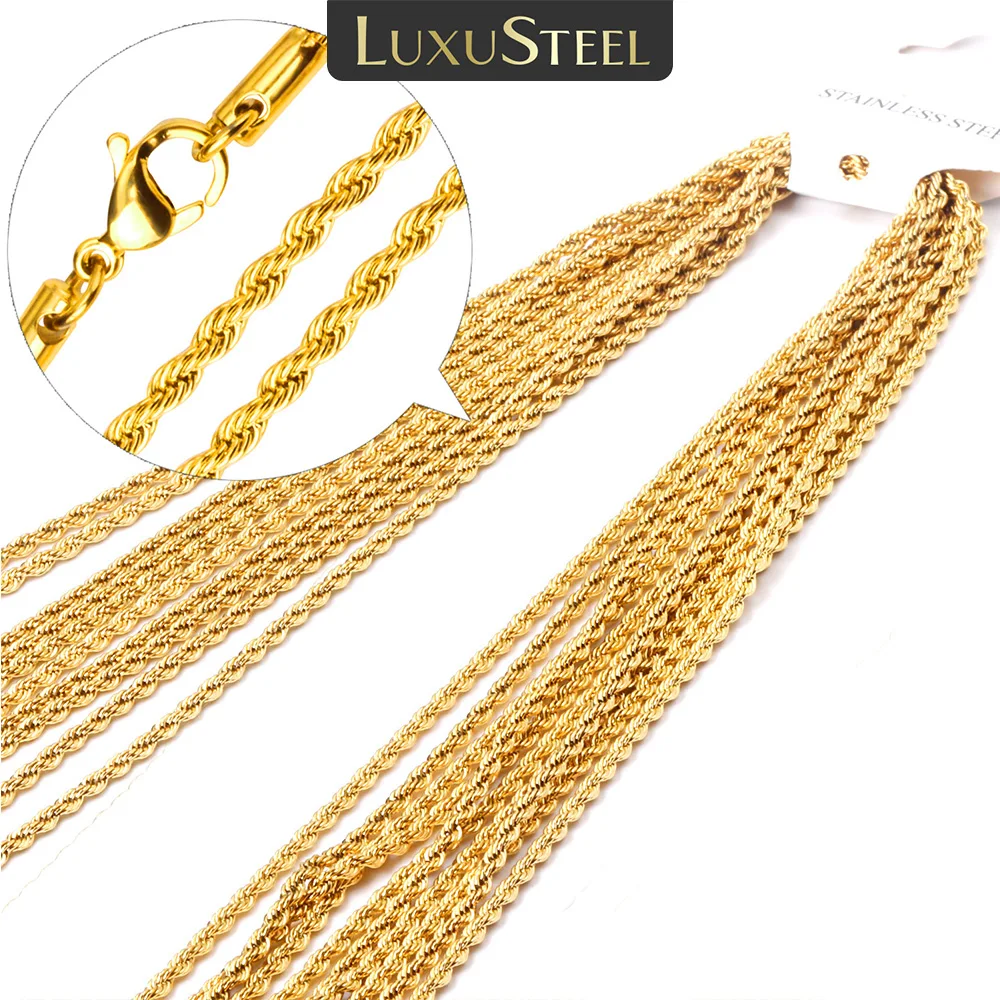 LUXUSTEEL Punk 1/10pcs/Lot 2/3/4/5mm Chain Stainless Steel Twist Rope Chain Necklaces No Fade DIY Pendants Accessories Wholesale