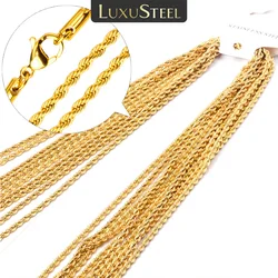 LUXUSTEEL Punk 1/10pcs/Lot 2/3/4/5mm Chain Stainless Steel Twist Rope Chain Necklaces No Fade DIY Pendants Accessories Wholesale