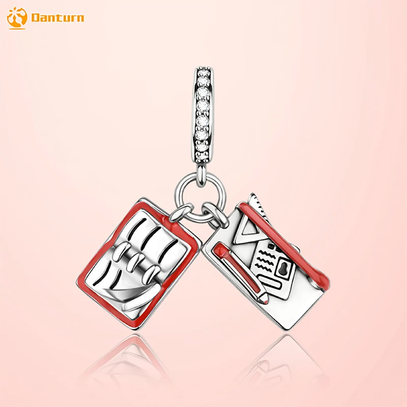 

Danturn стерлингового серебра 925, оригинальные бусины, канцелярские принадлежности, висячие подвески, подходят для браслета-цепочки в виде змеи, модные женские ювелирные изделия