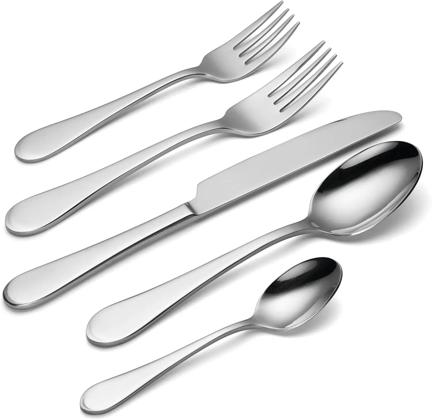 45-Piece Silver Flatware Set for 8, Elegant Dining Utensils with Mirror Finish
