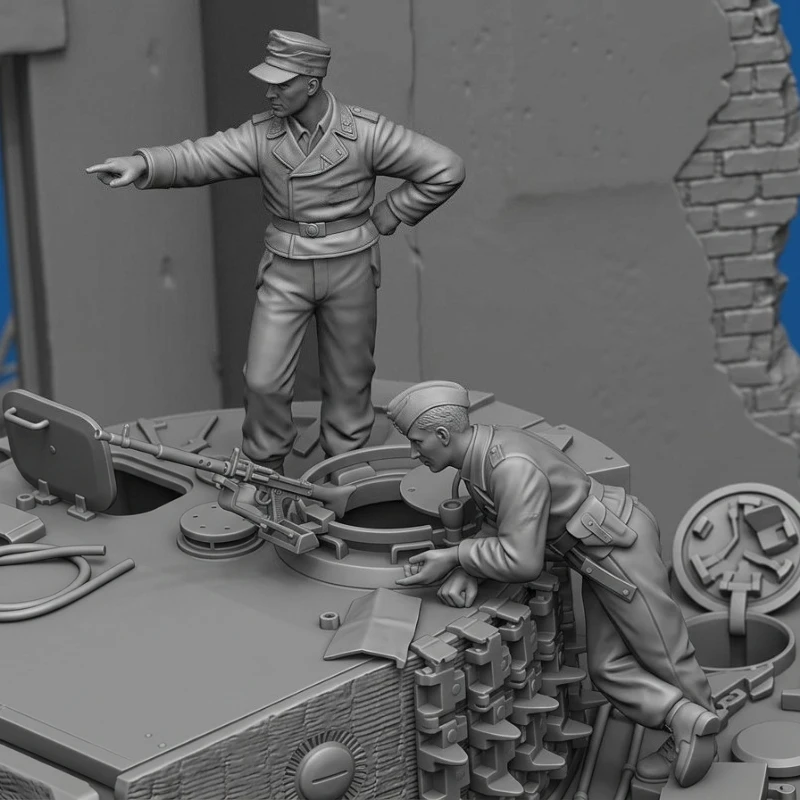 

1/35 Scale Die-Cast Resin Figure Model Kit Tank Crewman Down The Road 2 Figures (No Tank) Unassembled and Unpainted
