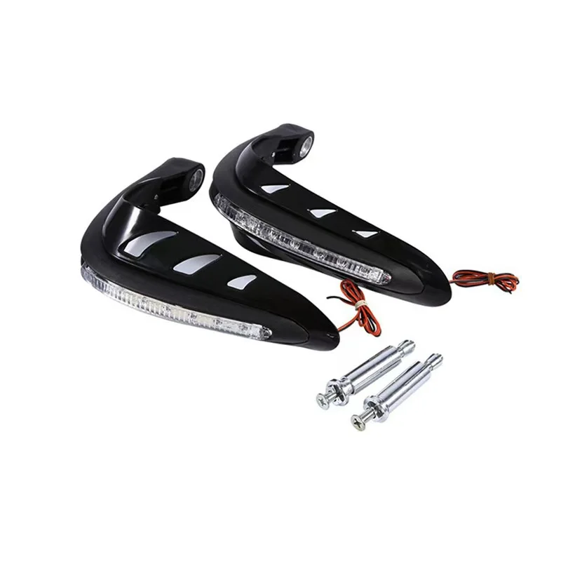 1 Pair Brake Lever Guard with LED Light HandGuard Hand shield Protector with Air guide holes for Motorcycle Scooter Moped