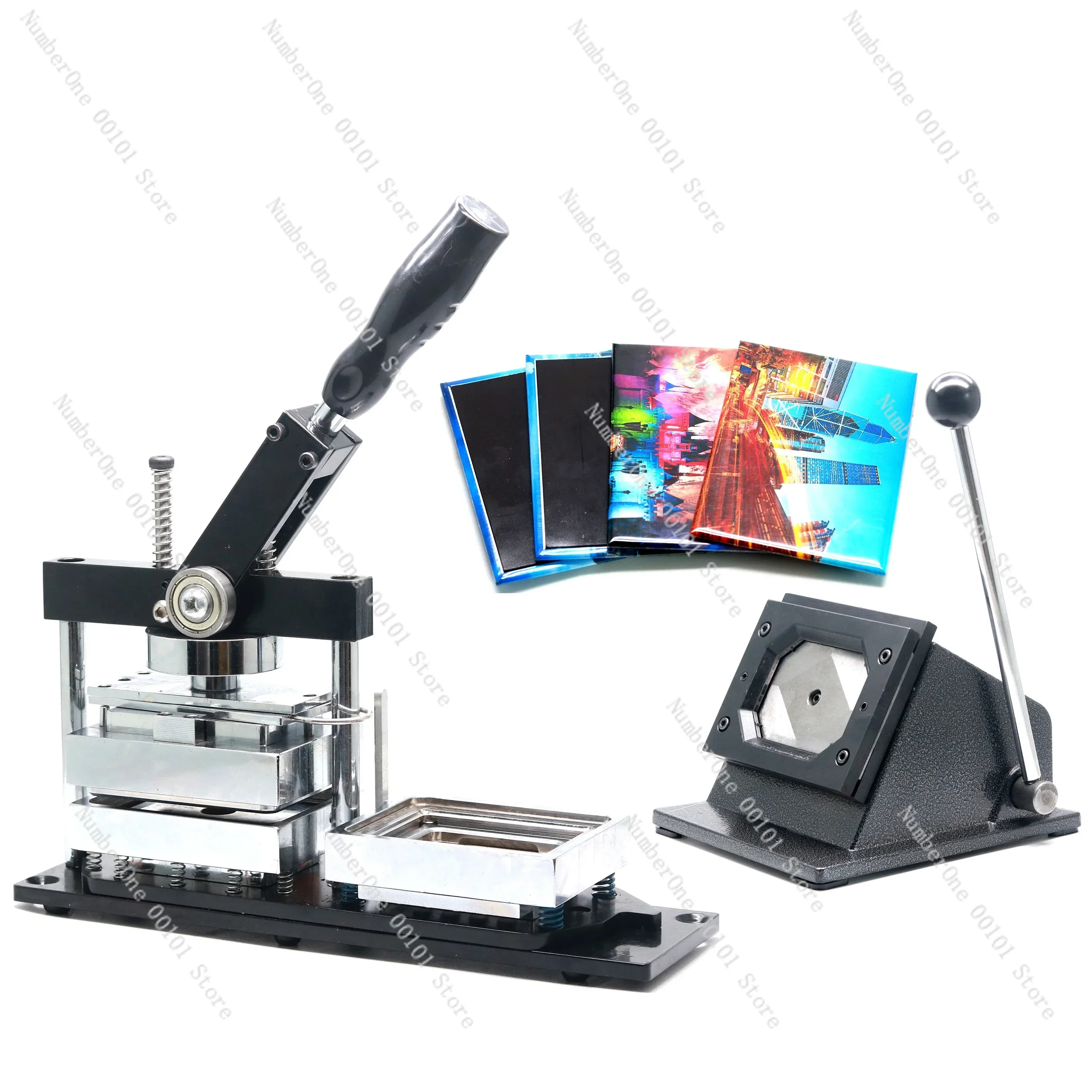 

80*53MM Angular Corner Machine Rectangle Shape Fridge Magnet Button Maker With Paper Cutter And 200pcs Fridge Magnet Component