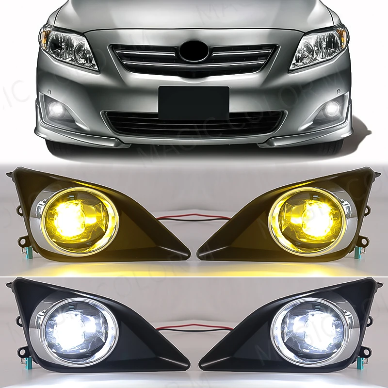 Luz de circulación diurna para Toyota Corolla Altis 2008 2009 2010 DRL, lámpara antiniebla con lente amarilla y blanca, resistente al agua