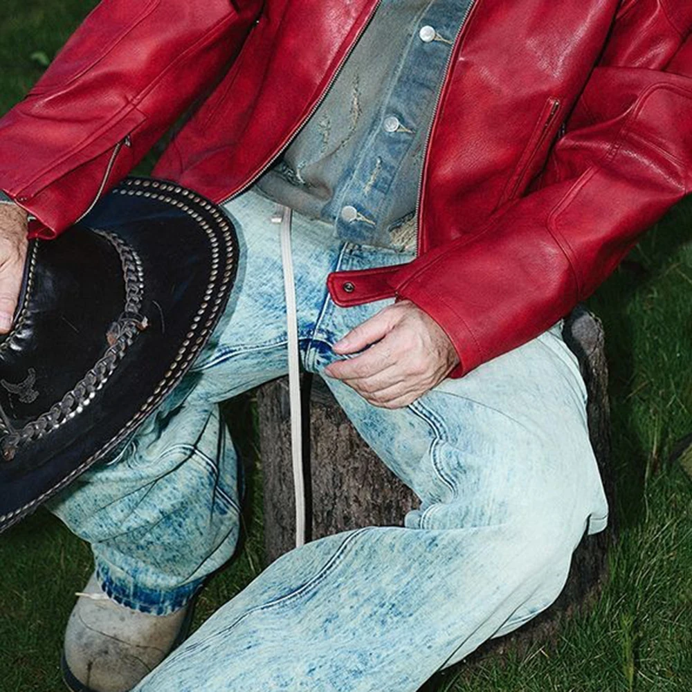 Men's Red Long-Sleeved Leathe - огляд і ціна Street Fashion Trends 2026