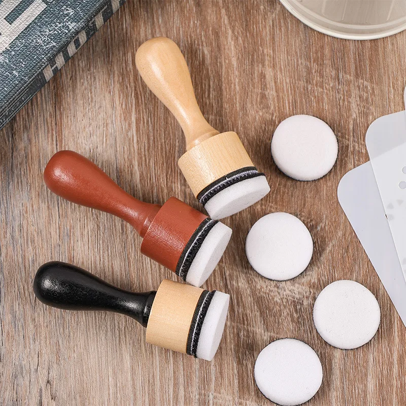 Wooden Handle Sponge Seal DIY Color Matching Tool Handmade Account Decoration Student Painting Supplies