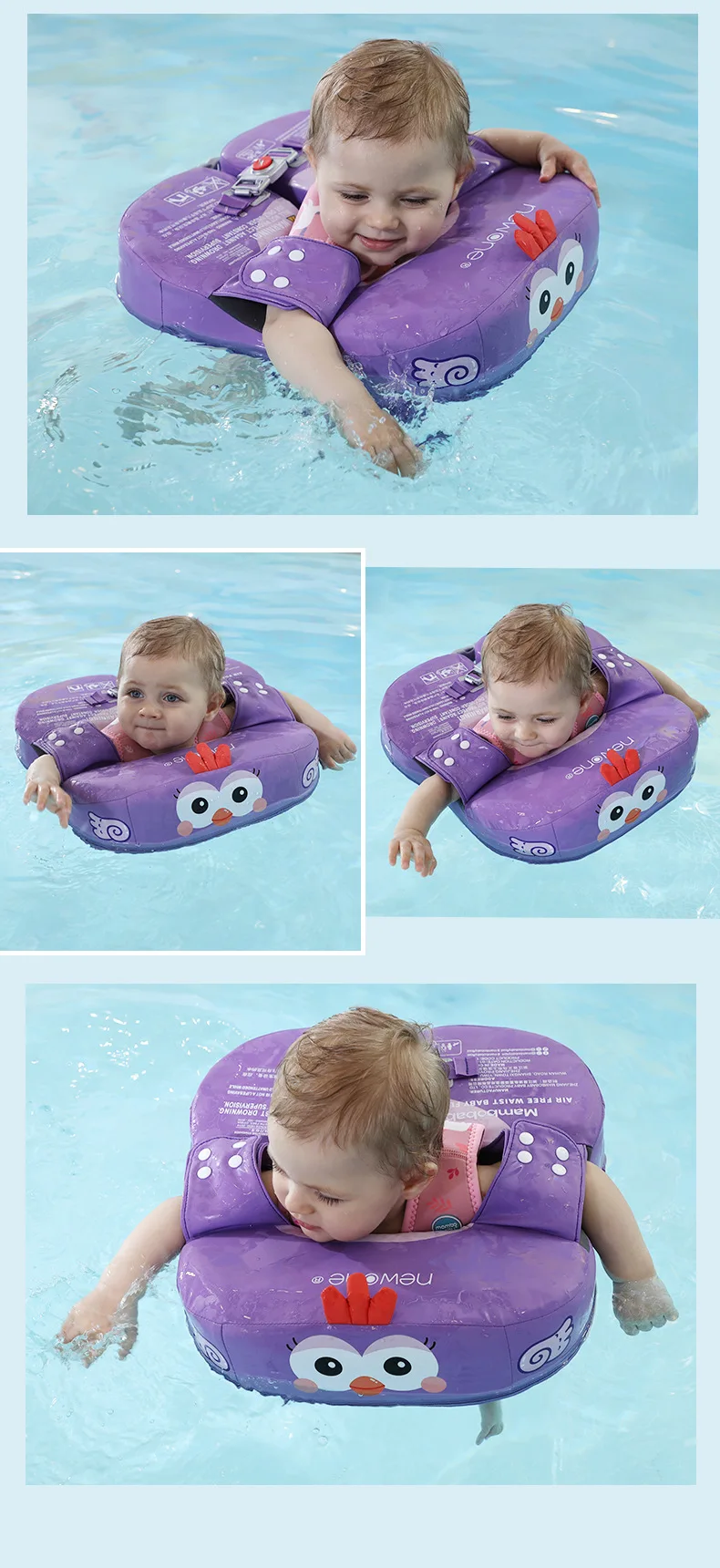 Flotador Infantil Con Sombrilla Y Asiento De Seguridad, Diseño Antivuelco De Coche, Ideal Para Piscina, Playa Y Baño, Protección Solar Ajustable