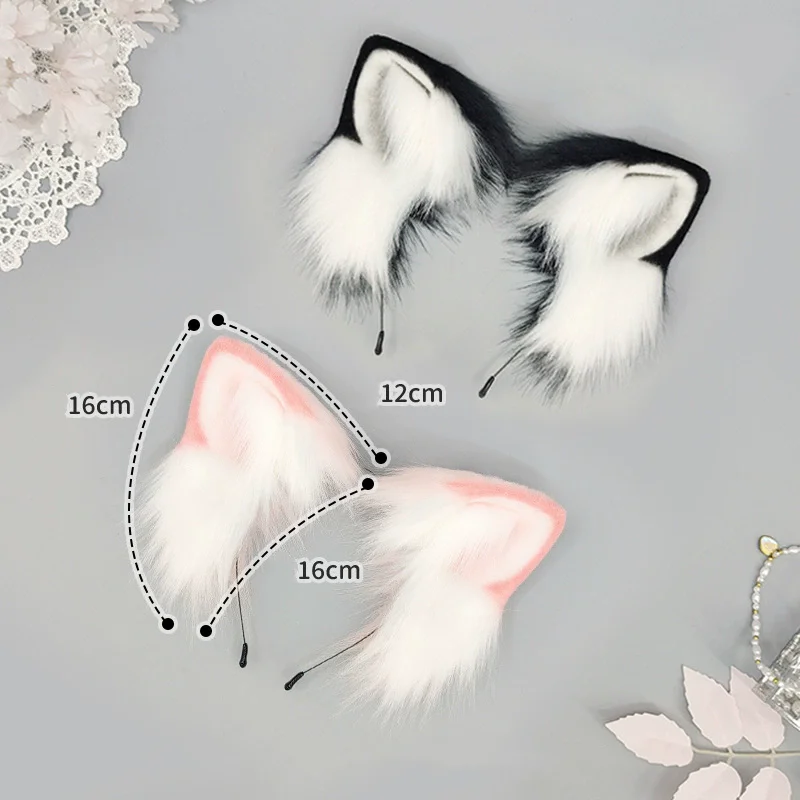 Handmade Japanese Animal Faux Ear Headband Cat Girl Lolita Fox Ear Headpiece Halloween Cosplay Cute KC Cat Ear Headband