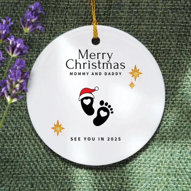 2024 Merry Christmas Mommy and Daddy See You Soon Christmas Ornament Pregnancy Announcement Ornament New Year Home Decor Gift