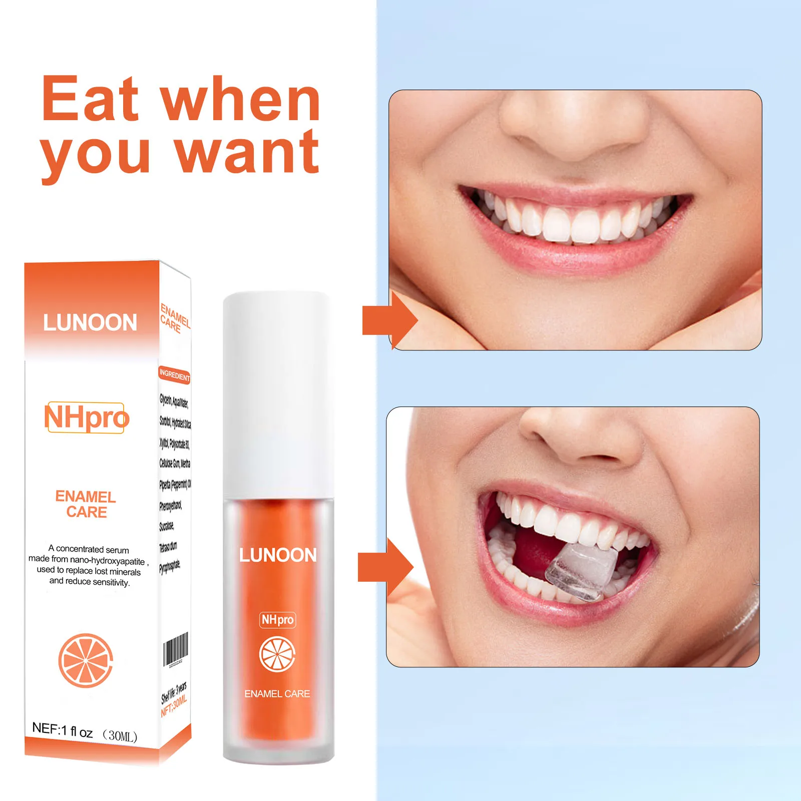 

LUNOON 30 мл NHpro Enamel Care Зубная паста Сыворотка Nano Hydroxyapatite для облегчения чувствительности Минеральное восстановление Здоровые десны