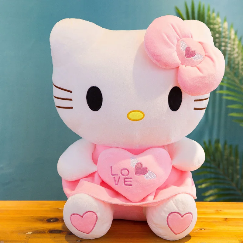 Juguete de peluche de Hello Kitty Sanrio Kuromi, almohada de muñeca rellena suave de dibujos animados, decoraciones para habitación, mochila de gato Kawaii KT, regalo de cumpleaños