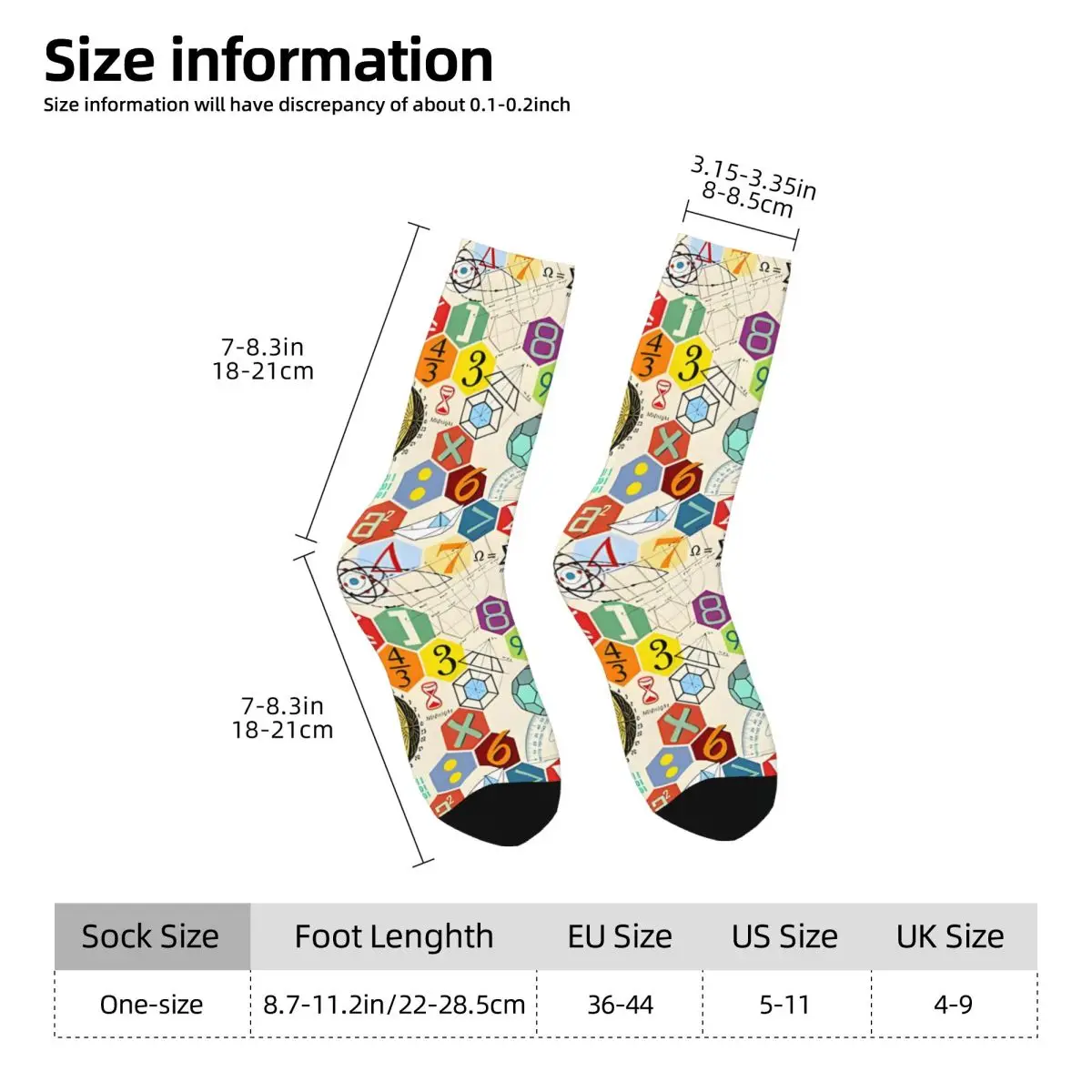 Happy Vintage Math Crazy Men's Socks Unisex Math Harajuku Pattern Printed Funny Crew Sock Boys Gift