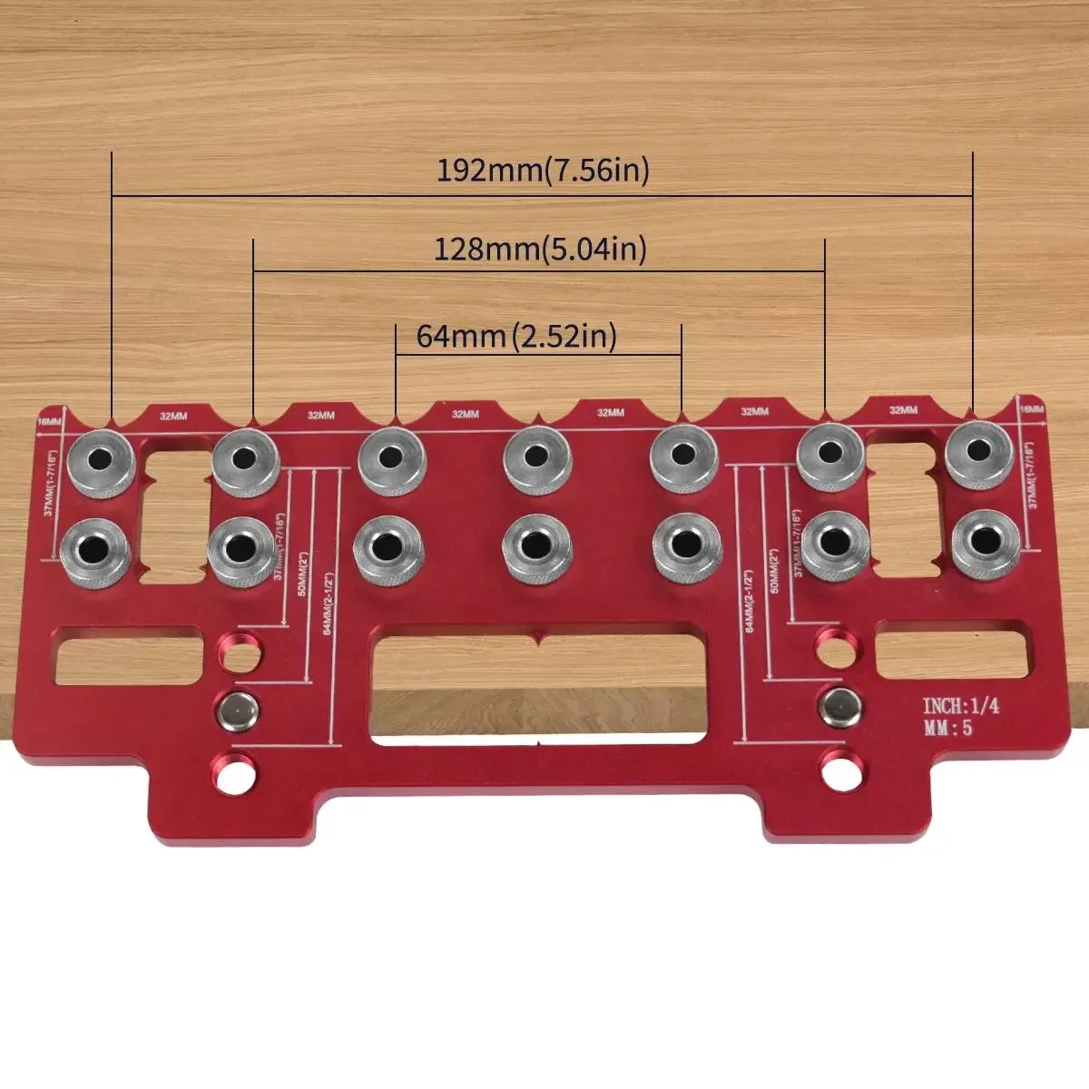 Handle Pitch Punch Hole Locator Kit,Shelf Pin Drilling Guide Jig,Aluminum Pocket Hole Jig Kit,Straight Hole Drilling Template