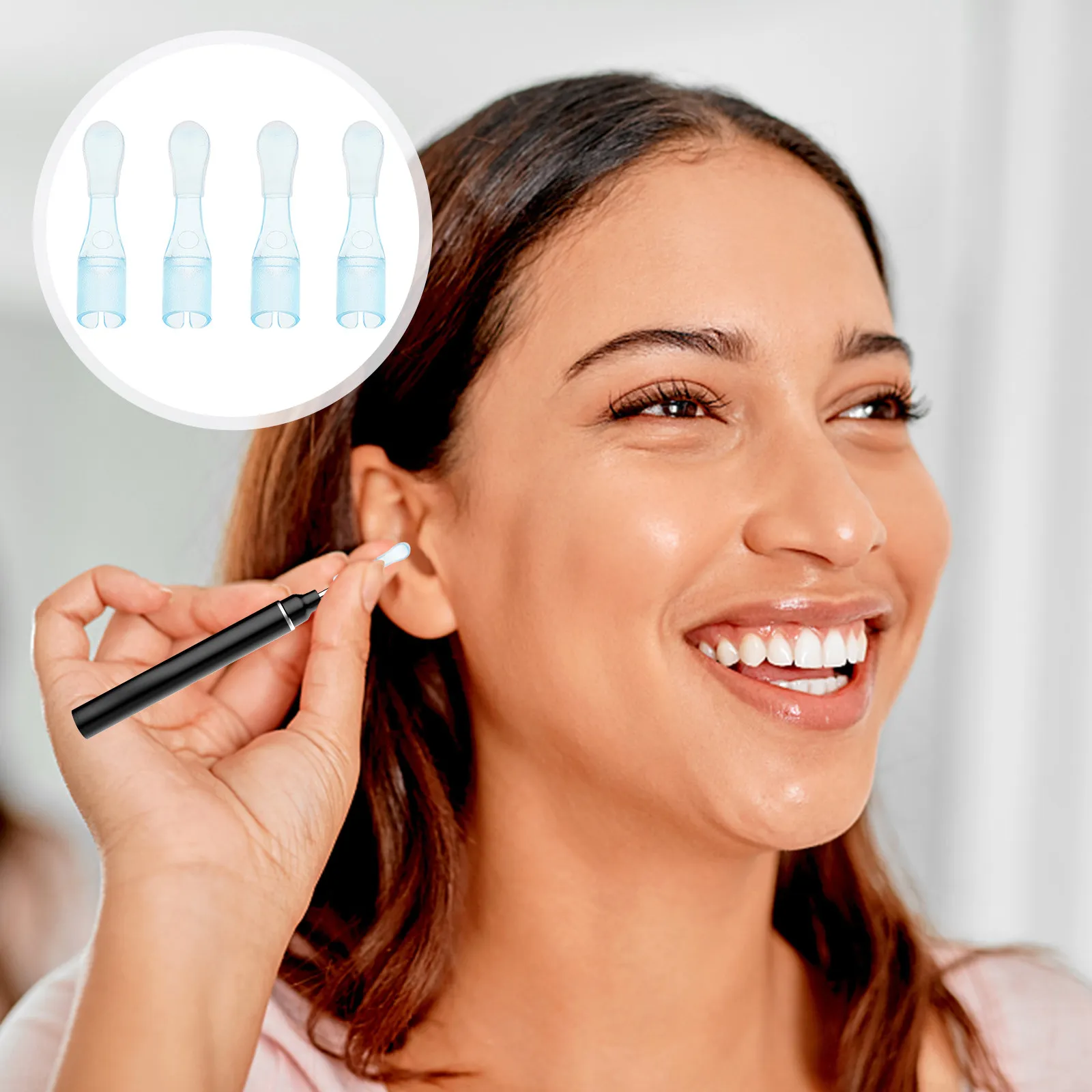 

4pcs Reusable Wax Removal Tools Visible Ear Picks Replacement Accessories For Earwax Cleaners Safe Flexible Ear Scoops Blue