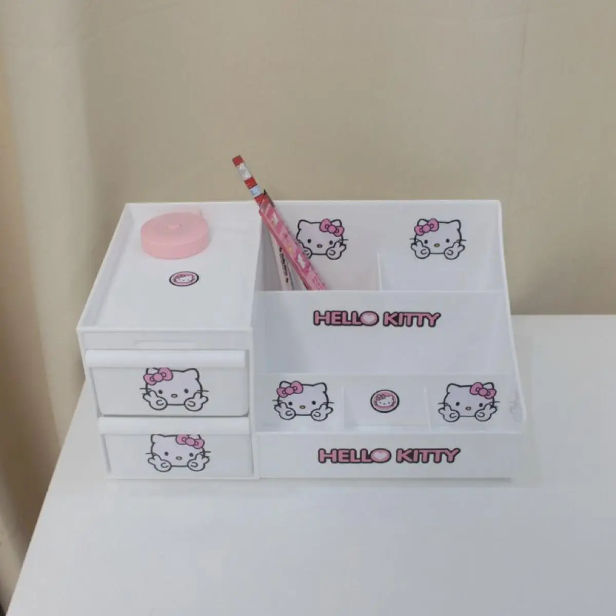 

Sanrio мультфильм Hello Kittys настольный ящик для хранения канцелярских принадлежностей студенческий Kawaii многослойный ящик держатель для ручек стеллаж для хранения косметики