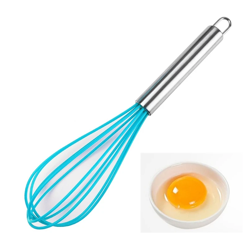 Mini Blue Silicone Whisks For Home Baking&Cooking Stainless Steel Hand Egg Beater Kitchen Tools Wedding Party Return Gift 1PCS