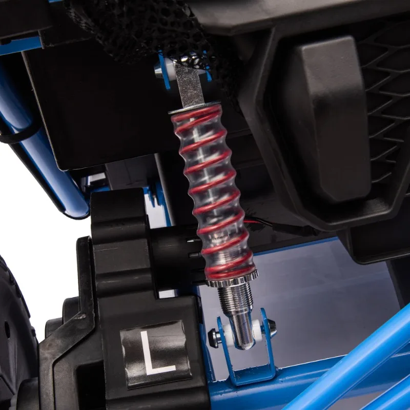 24V 2인승 어린이용 UTV, 좌석 폭 20인치, 400W 초고출력, 후방 수납 공간, 속도 3.73-4.97MPH, 3세 이상 어린이용.