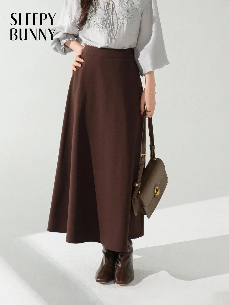 Elegant High Waist Skirt for Women Retro Chic A-Line Midi Skirt Autumn Slimming Flared Hem Casual Versatile Fashion Skirt Outfit