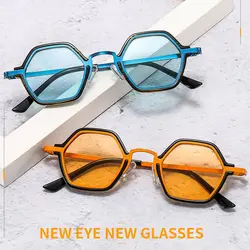Fashion Polygon Sun Glasses Metal Sunglasses Small Frame Square Sunglasses for Men Women UV Protection Shades Cycling Eyewear