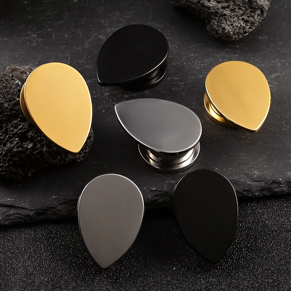 Vanku 2PCS Fashion Teardrop Ear Plugs Tunnels For Women Body Jewelry Piercing Saddle Gauges Stretchers Ears Accessories