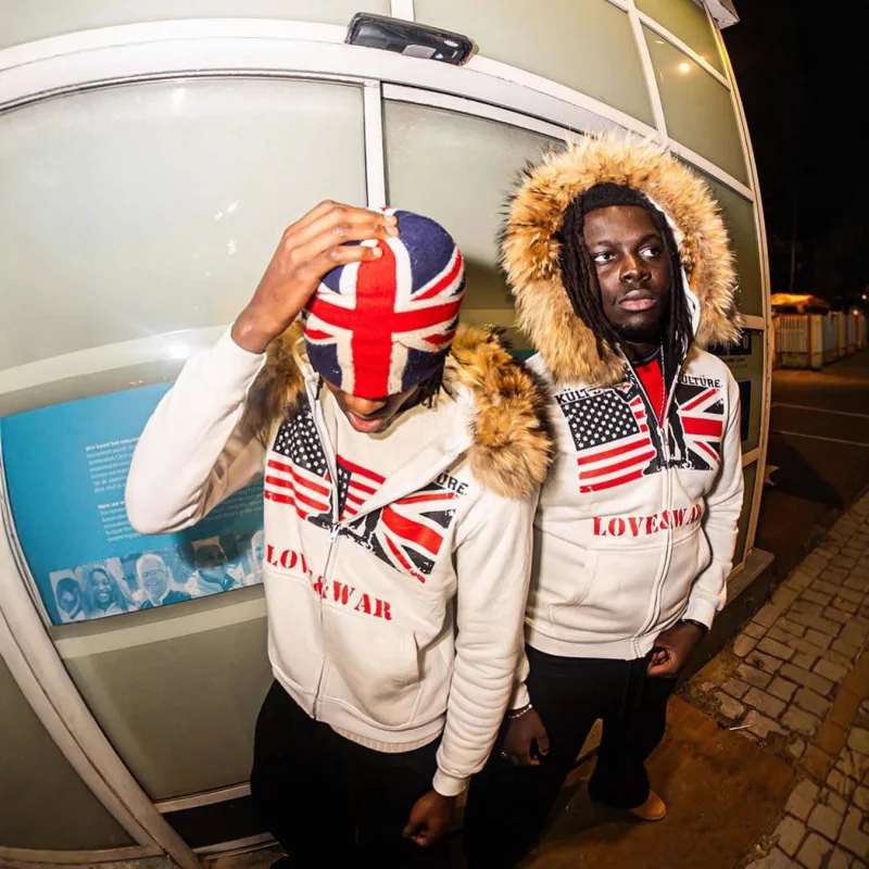 

Персонализированная уличная спортивная рубашка Y2K в британском стиле с горячим кровяным принтом на молнии Harajuku в стиле хип-хоп, ветрозащитная повседневная толстовка с карманами