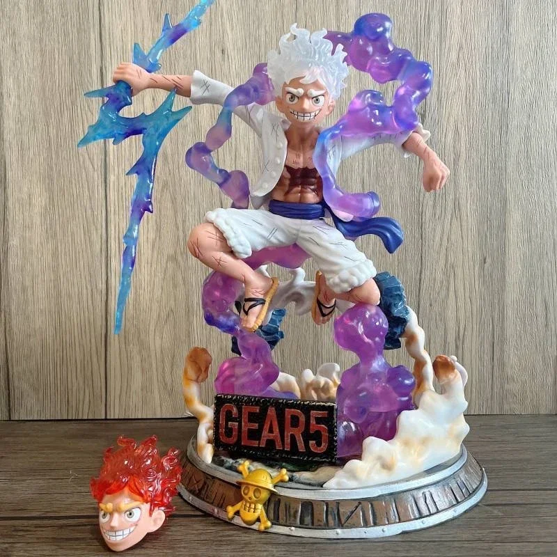 One Piece Gear 5 Nika Luffy Anime Figure Sun God PVC 2 Heads Action Figurine Statue Collectible Model Doll Room Decor Toys Gift