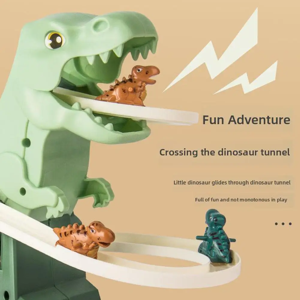 Dinosauro elettrico Chase Race Track Playset Simpatico cartone animato Anatroccolo Salire le scale Giocattolo Rail Car Elettrico Slide Roller Track Gioco