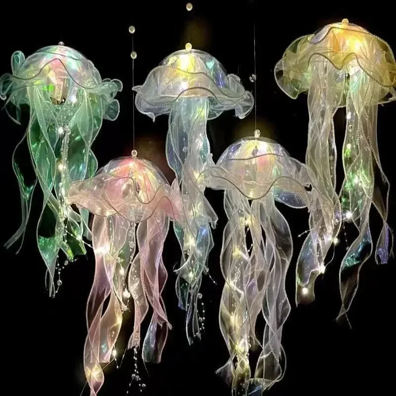 Jellyfish Luminous Toys Colorful Lamp Lantern Mermaid Under The Sea Theme Jellyfish Kids Room Party Decors Portable Night Light